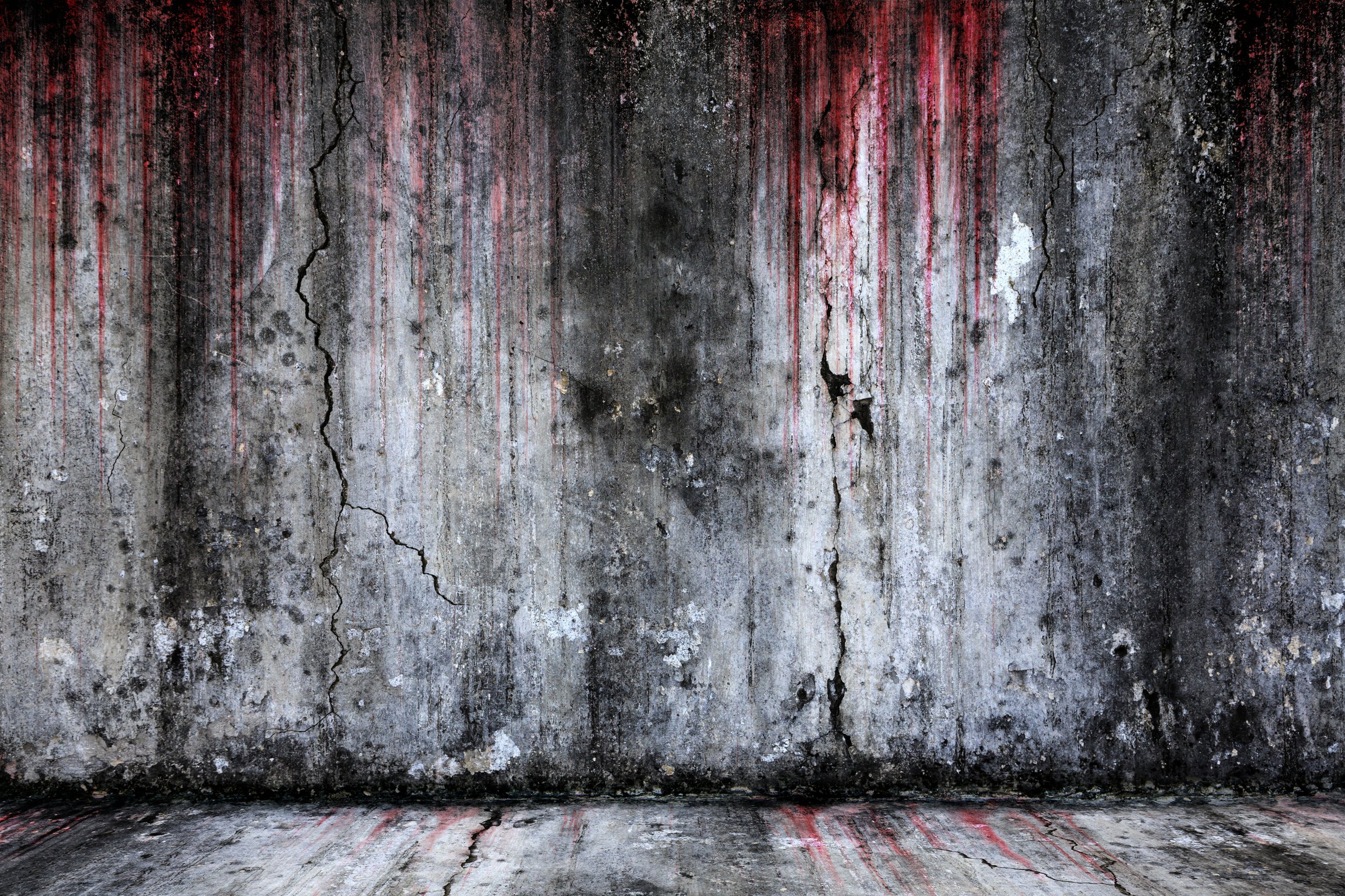 Bloody background scary old cement wall and floor